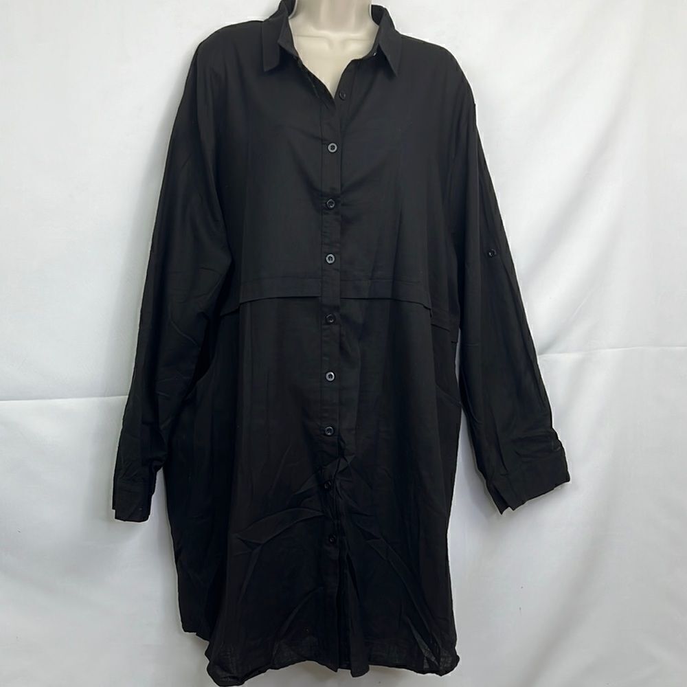 Hotouch black linen shirt dress coverup NWT size XXXL